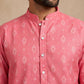 Men's Foil Print Traditional Kurta ( 65KO 5630 Coral )