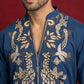 Men's Japanese Fabric Embroidered Kurta ( 65KO 5592Peacock ) [FF] [G-4]