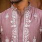 Silk Blend Embroidered Kurta for Men ( 65KO 5626 Magenta )