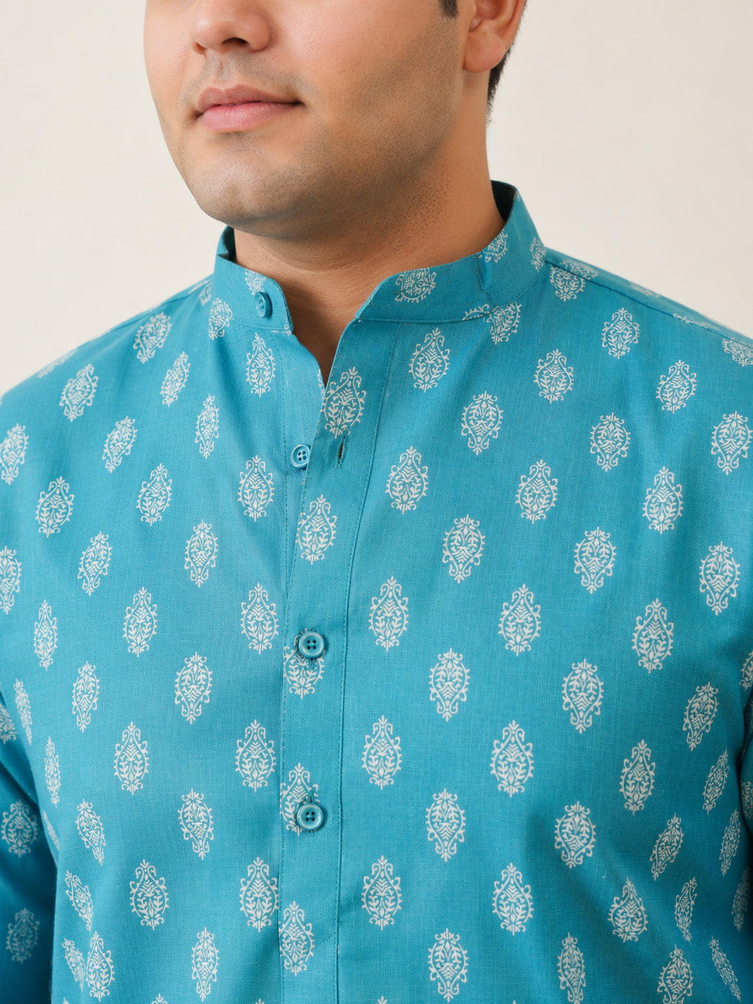 Floral Printed Kurta with Pyjama for Men