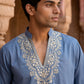 Cotton Blend Embroidered Kurta with Korean Pants ( 65KP PJ11W B 5634 Blue )