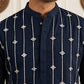 Men's Silk-Blend Embroidered Kurta ( 65KO 5627 Navy )