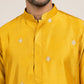 Silk Blend Embroidered Kurta for Men ( 65KO 5600Mustard ) [FF] [G-4]
