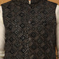 Velvet Embroidered Nehru Jacket Kurta Pyjama Set ( HOPKPWC_592W_7029Black )