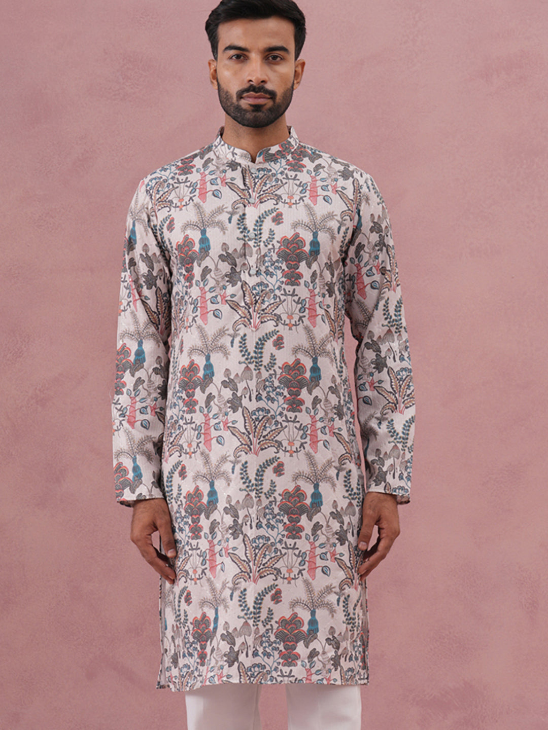 Men’s Stylish Printed Cotton Blend Kurtas ( ANMKO 274Blue )  [RT] [N-6]