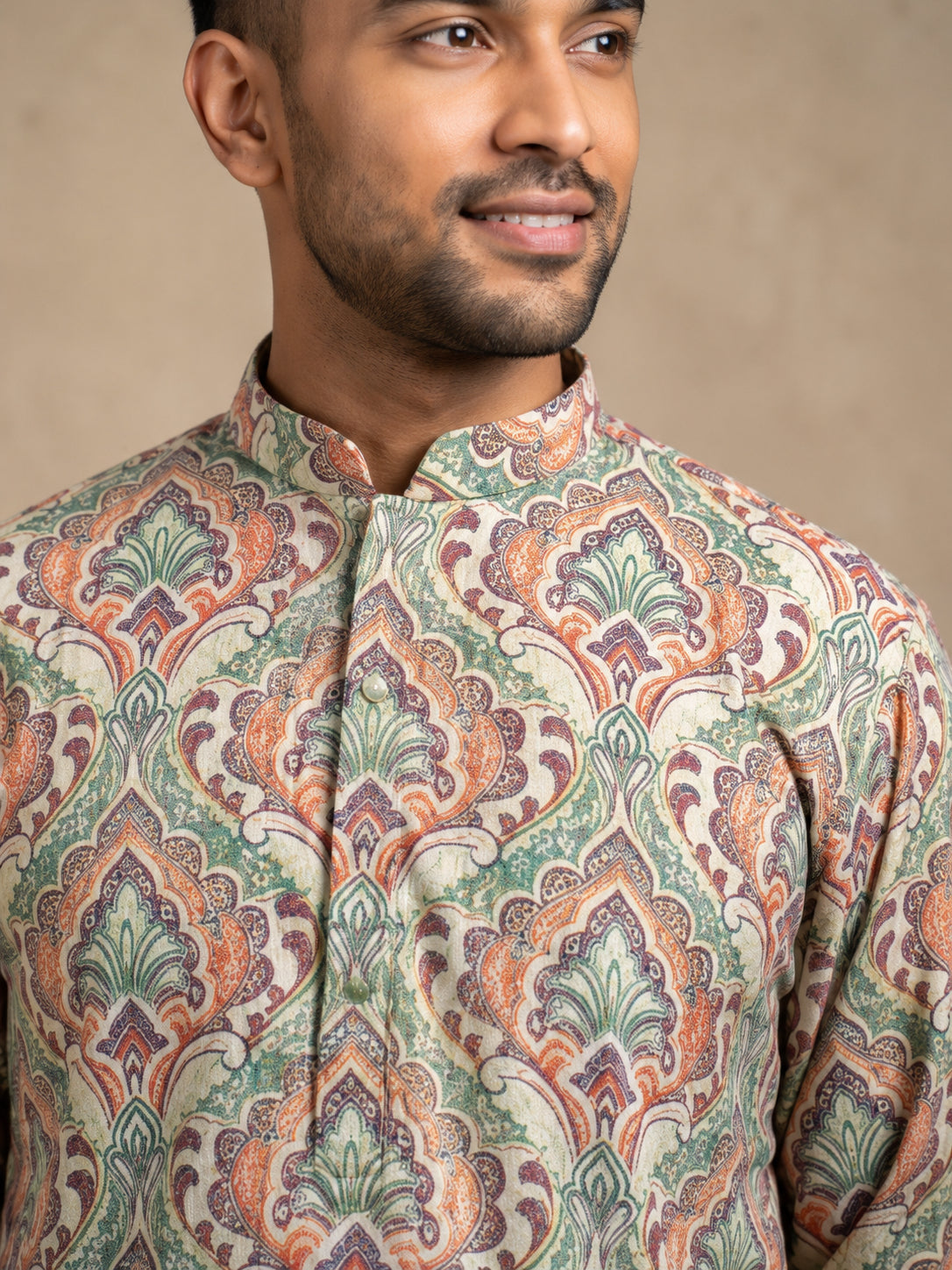 Printed & Thread Work Kurta Pyjama Set ( 65KP W T 5641 Green )