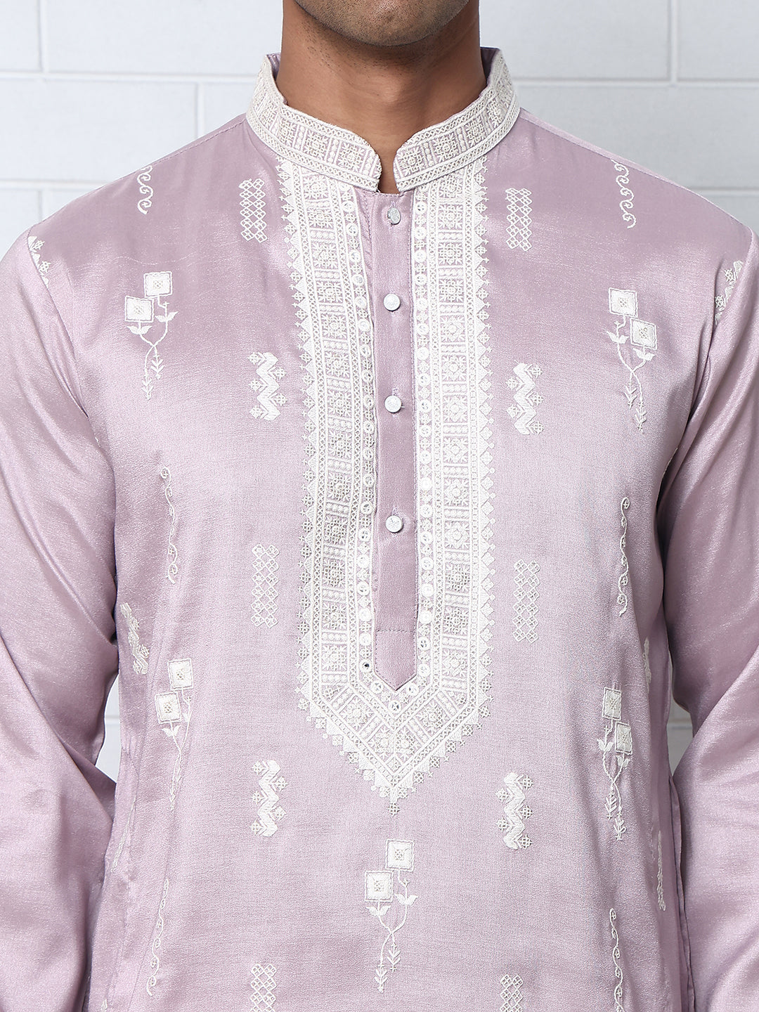 Men Silk Blend Ethnic Embroidered Kurtas ( HOPKO 012Purple )  [RT] [P-3]