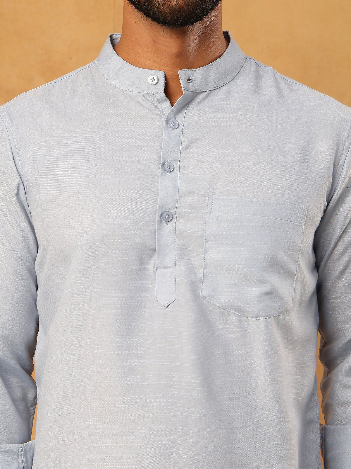 Solid Casual Short Kurta for Men ( ANMKO 304Sky )
