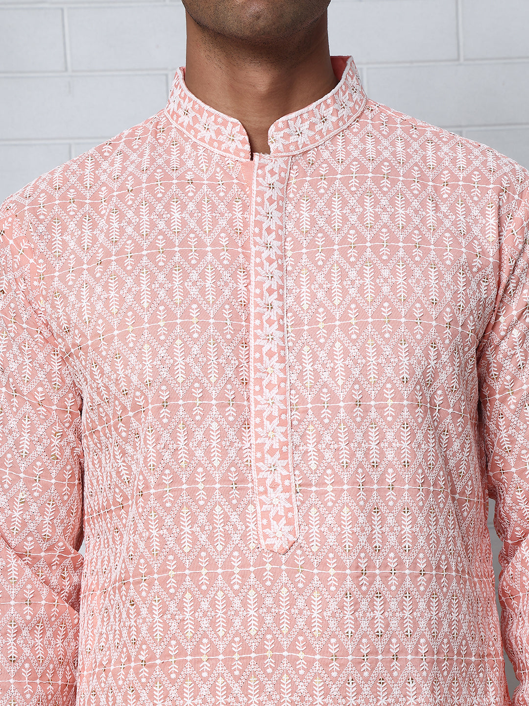 Embroidered Viscose Rayon Kurta ( ANMKO 280Peach )  [RT] [M-6]