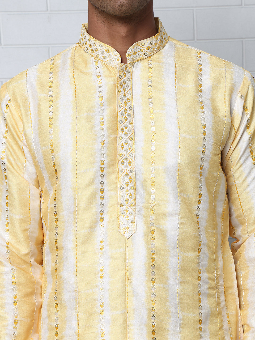 Men Silk Blend Festive Embroidered Kurtas ( ANMKO 299Yellow )  [RT] [C-2]