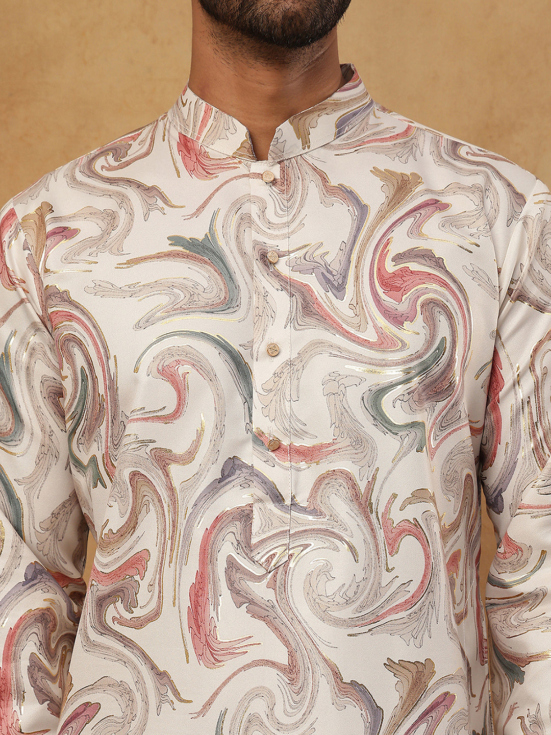 Ethnic Foil Printed Viscose Rayon Kurta ( HOPKO 016Cream )  [RT] [P-5]