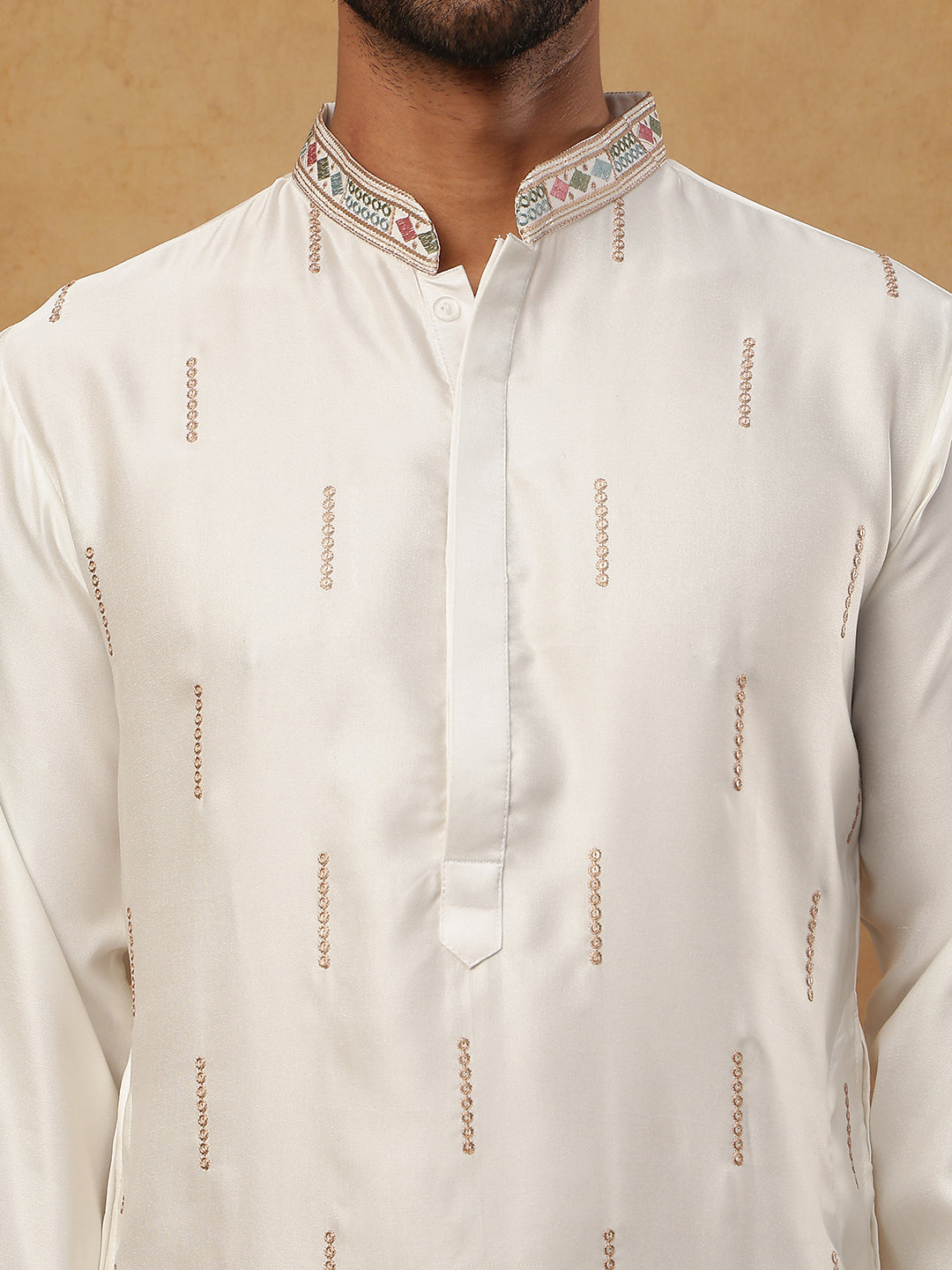 Silk Blend Floral Embroidered Kurtas ( HOPKO 005White )  [RT] [O-5]