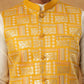 Embroidered Nehru Jacket Set with Solid Kurta Pyjama (65KPWC 592W 4150 Mustard )