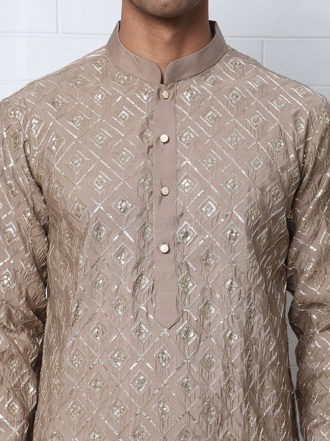 Geometric Sequin Pattern Kurtas ( ANMKO 282Brown )  [RT] [L-4]