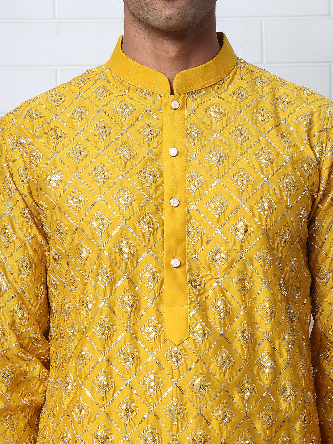 Geometric Sequin Pattern Kurtas ( ANMKO 282Mustard )  [RT] [L-4]
