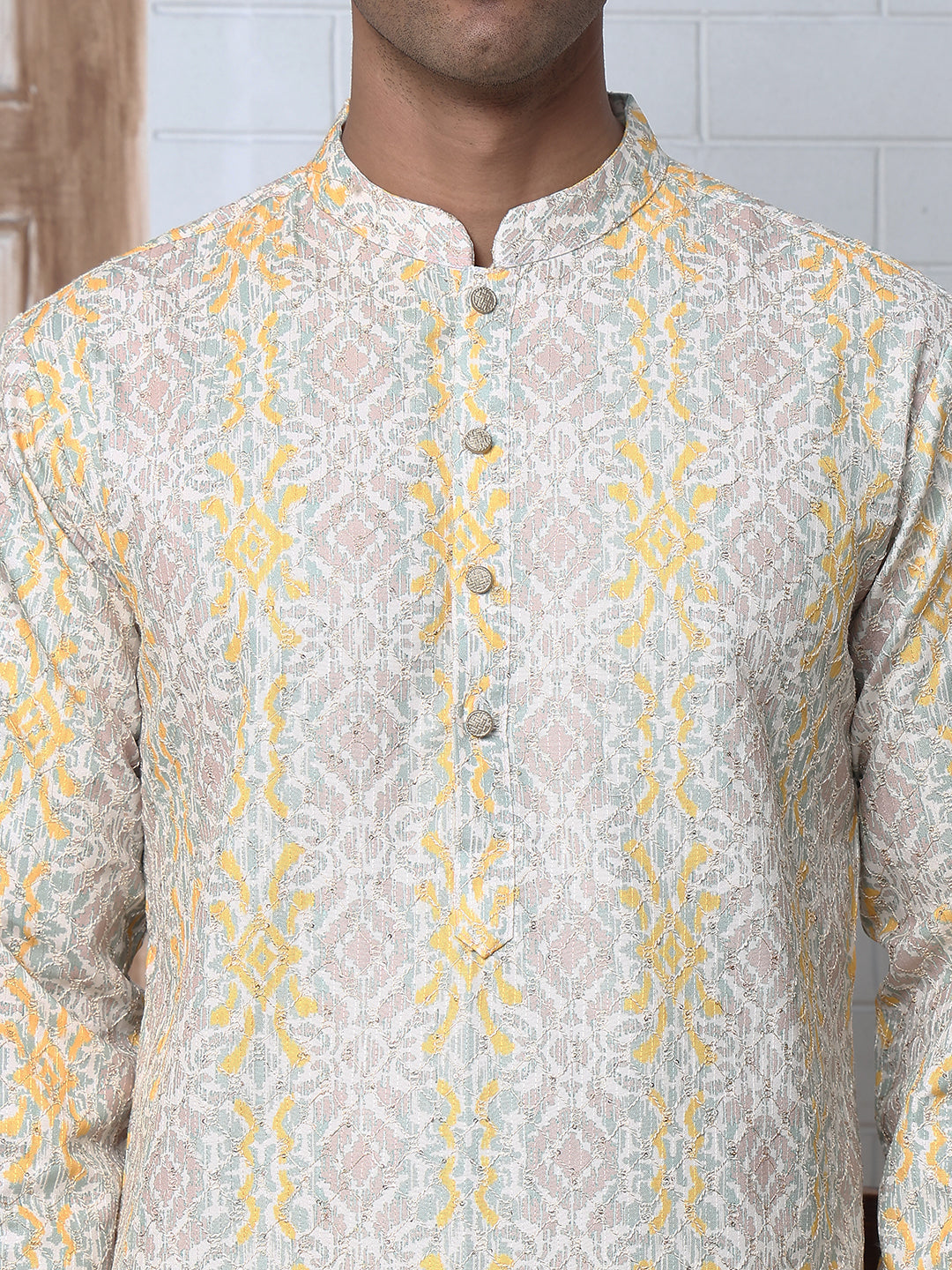 Thread Work & Printed Silk Blend Kurtas ( ANMKO 279Yellow )  [RT] [L-3]