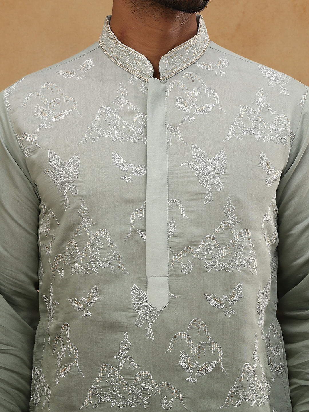 Silk Blend Elegant Thread Work Kurtas ( HOPKO 004Green )  [RT] [O-4]