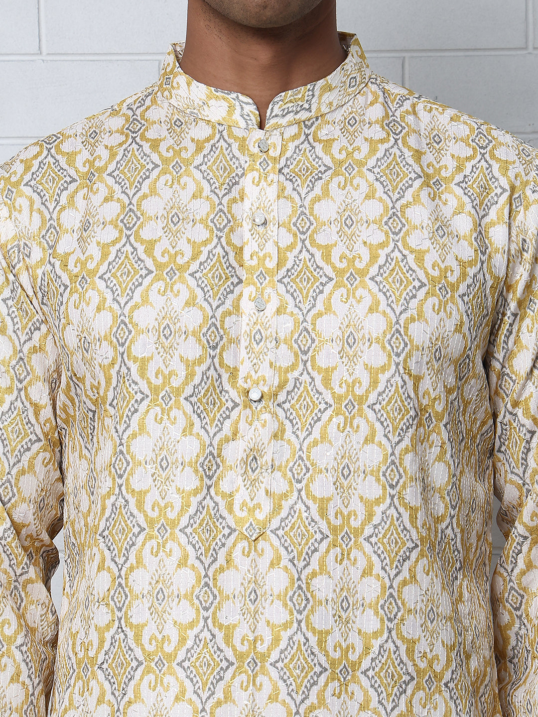Thread Work & Printed Cotton Blend Kurtas ( ANMKO 297Yellow )  [RT] [D-3]