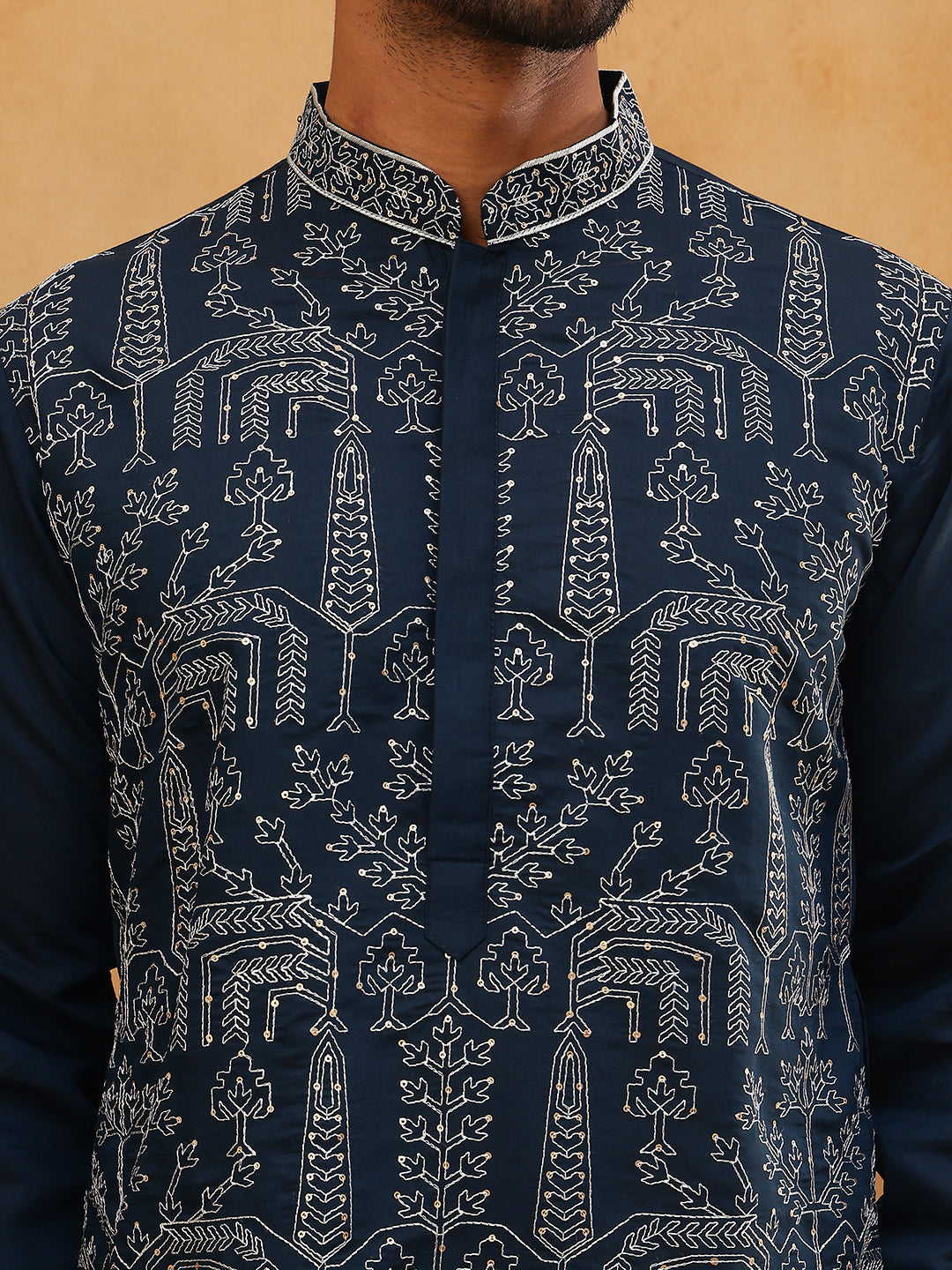 Festive Silk Blend Embroidered Kurta ( HOPKO 017Navy )  [RT] [P-7]