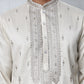 Silk Blend Ethnic Embroidered Kurtas ( ANMKO 296Off-White )