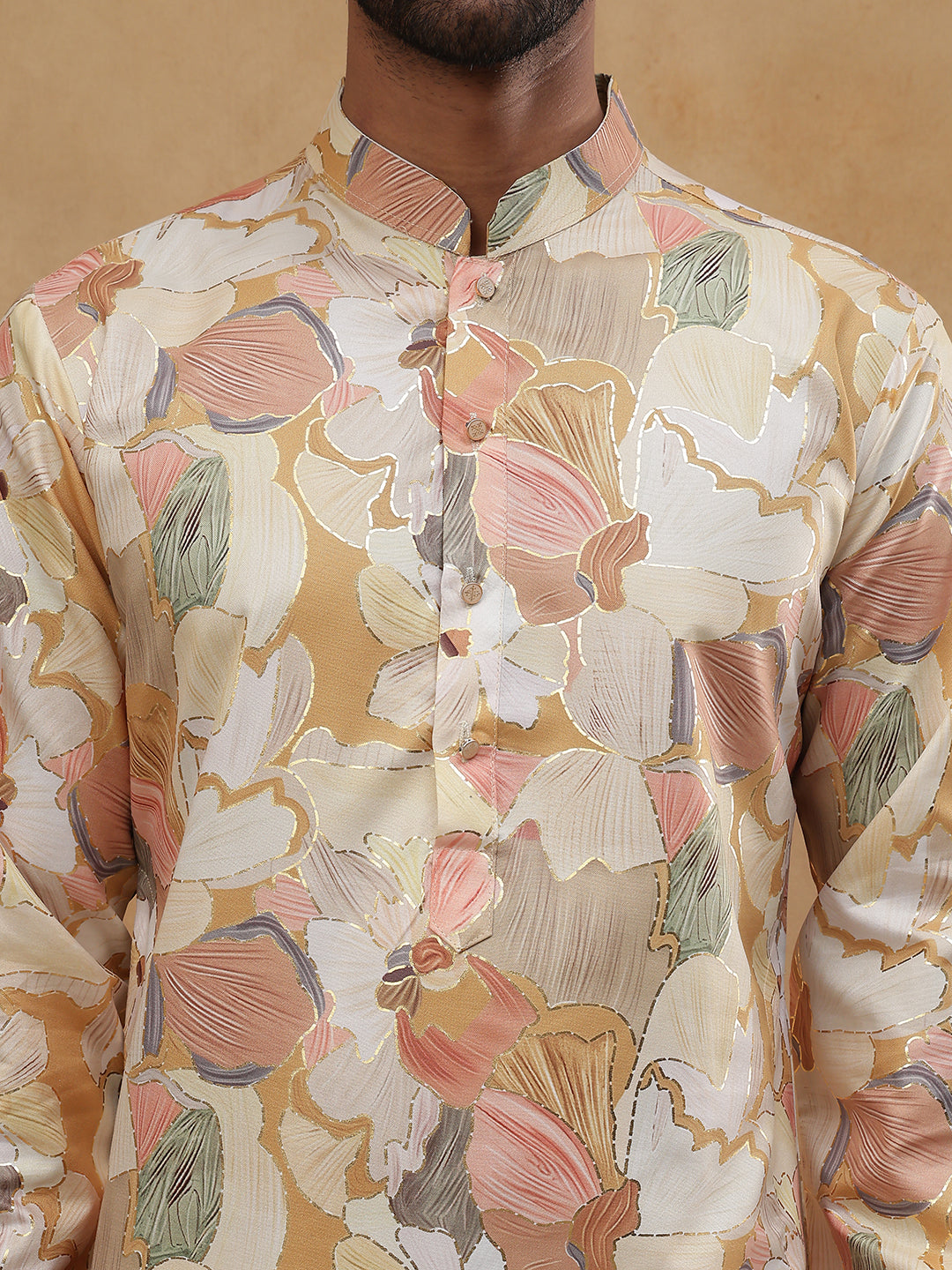Ethnic Foil Printed Viscose Rayon Kurta ( HOPKO 016Golden )  [RT] [P-5]