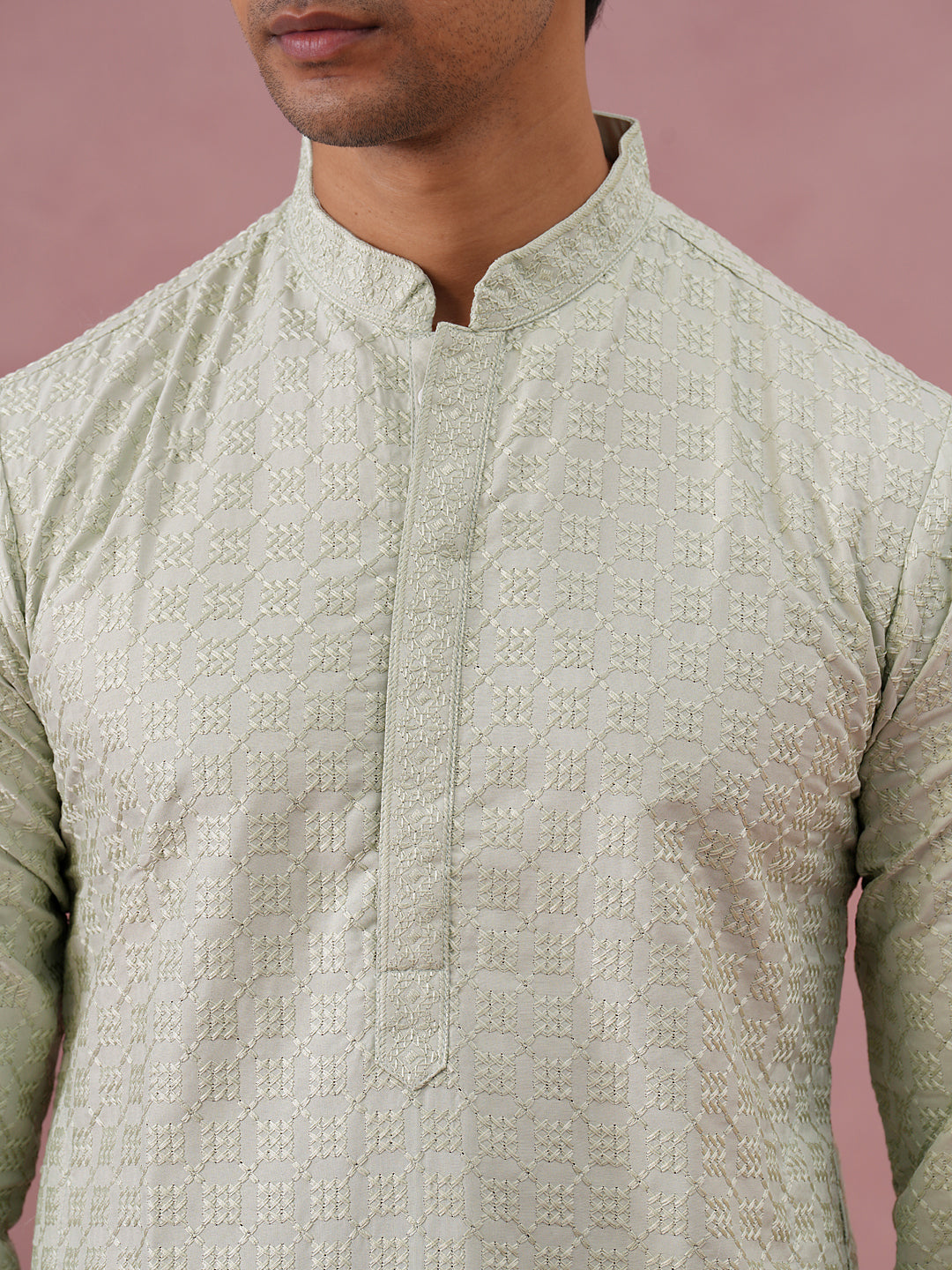 Silk Blend Embroidered Kurtas ( ANMKO 301Pista )  [RT] [L-6]