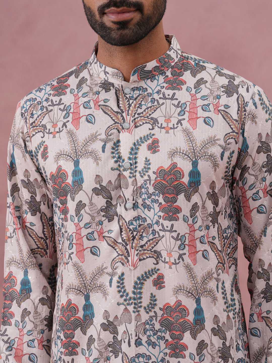 Men’s Stylish Printed Cotton Blend Kurtas ( ANMKO 274Blue )  [RT] [N-6]