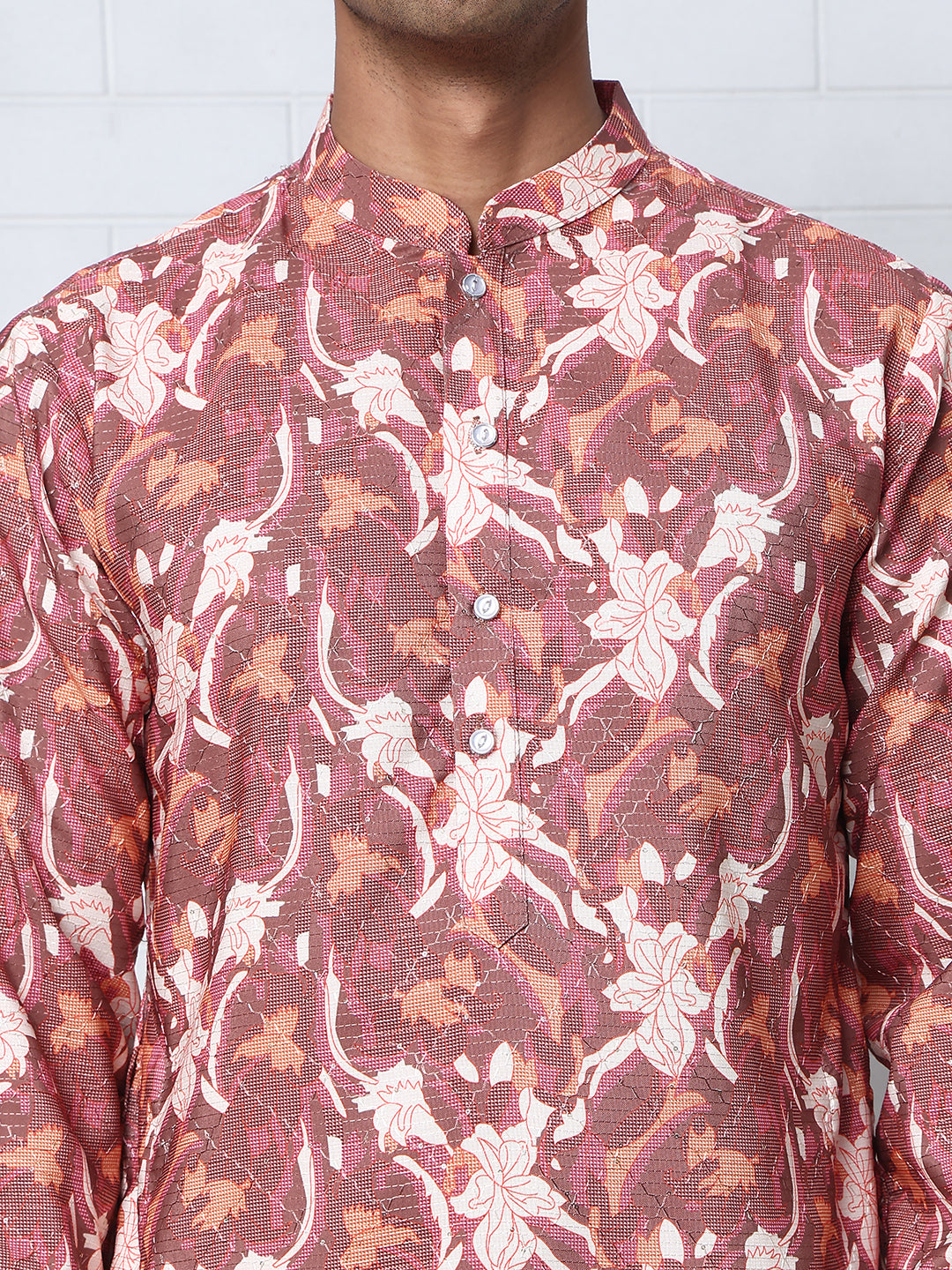 Thread Work & Printed Cotton Blend Kurtas ( ANMKO 297Brown )  [RT] [D-3]