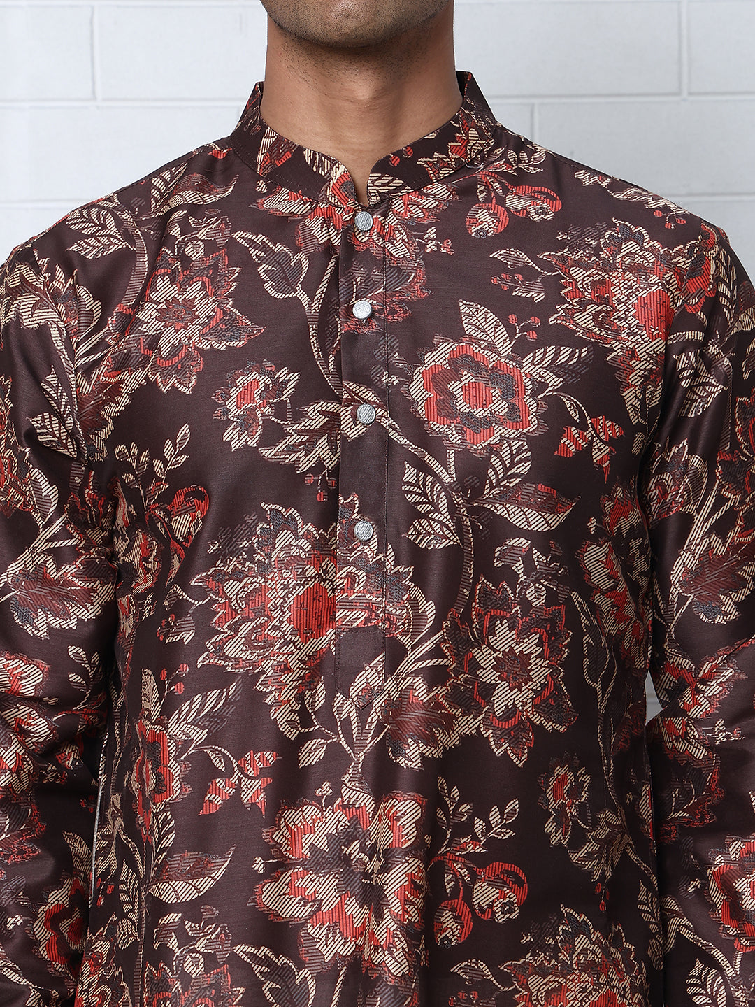 Cotton Blend Floral Printed Kurtas ( ANMKO 294Coffee )  [RT] [M-5]