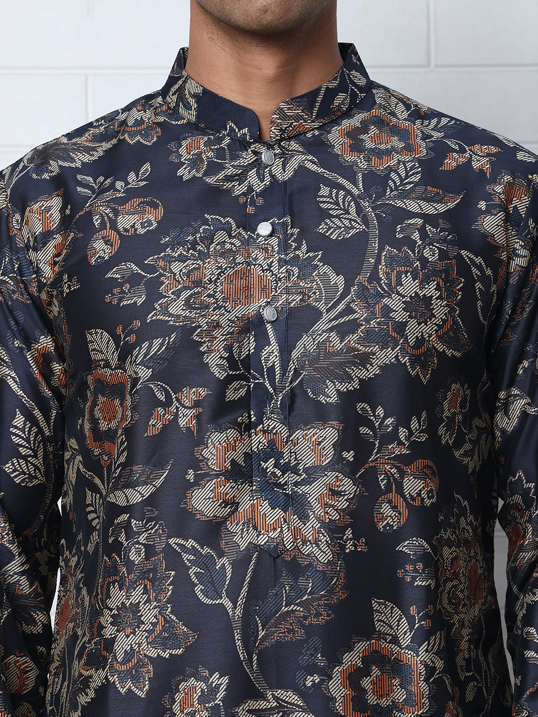 Cotton Blend Floral Printed Kurtas ( ANMKO 294Navy )  [RT] [M-5]