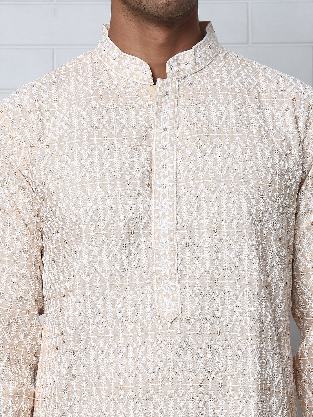 Embroidered Viscose Rayon Kurta ( ANMKO 280Beige )  [RT] [M-6]