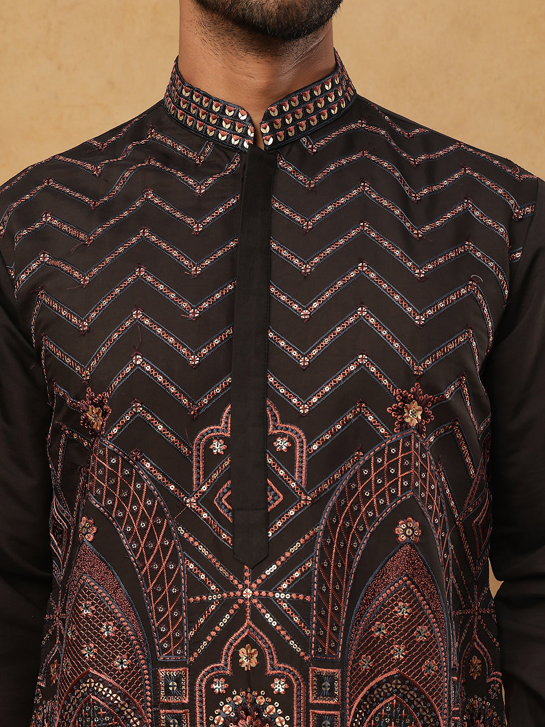 Silk Blend Designer Embroidered Kurtas ( HOPKO 007Black )  [RT] [O-2]