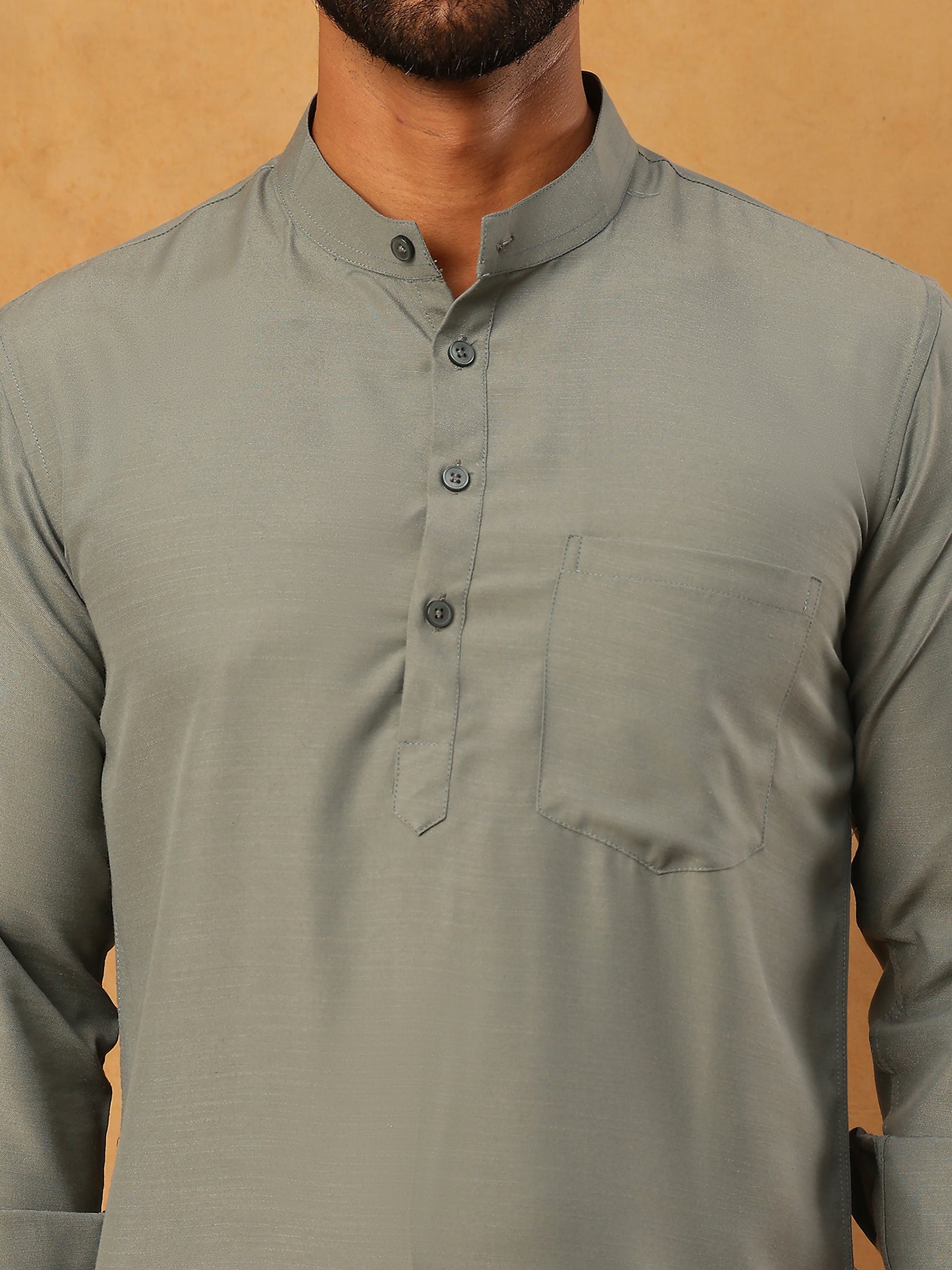 Solid Casual Short Kurta for Men ( ANMKO 304Grey )