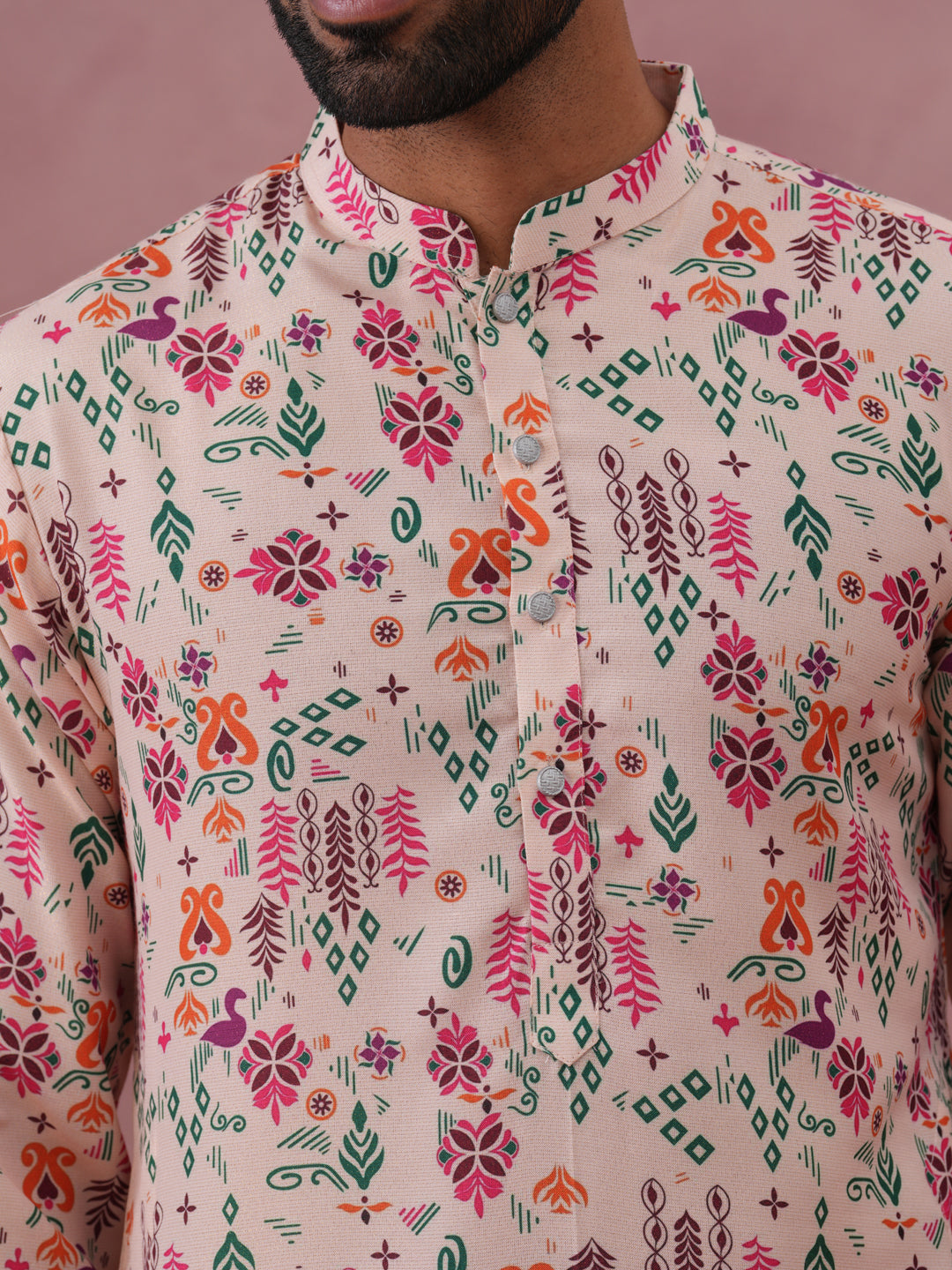 Cotton Blend Printed Kurtas ( ANMKO 275Peach )  [RT] [L-3]
