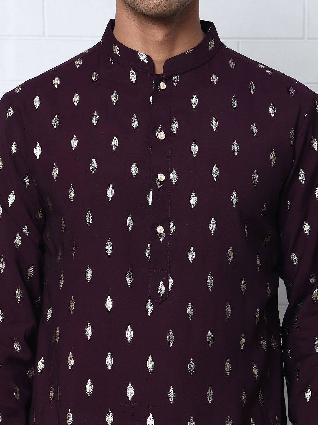 Men's Foil Printed Silk Blend Kurtas ( ANMKO 283Purple )  [RT] [L-2]