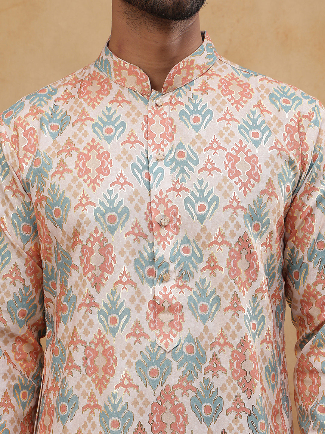 Ethnic Foil Printed Viscose Rayon Kurta ( HOPKO 016Peach )  [RT] [P-5]