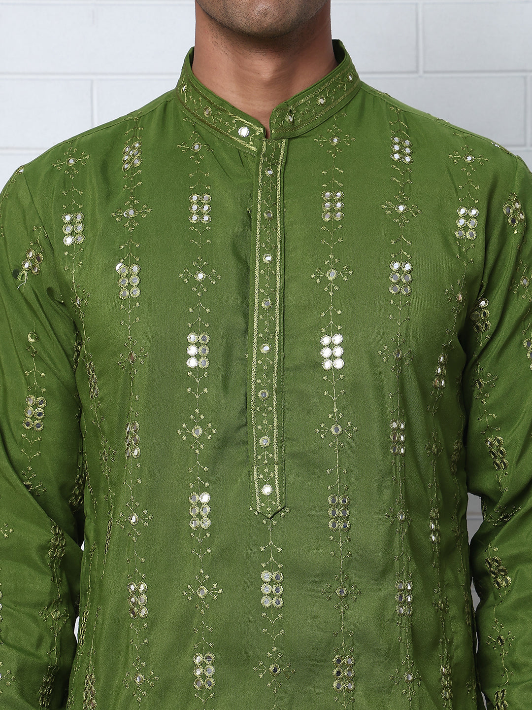Viscose Rayon Mirror-Work Kurtas ( ANMKO 290Olive )  [RT] [O-7]