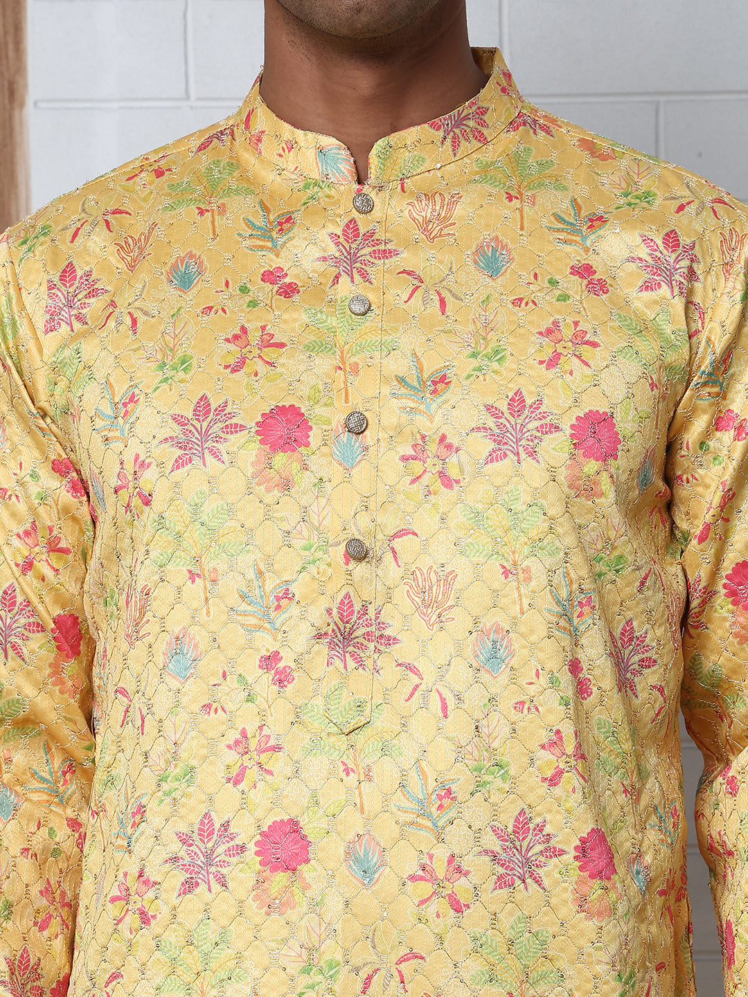 Thread Work & Printed Silk Blend Kurtas ( ANMKO 293Yellow )  [RT] [L-5]