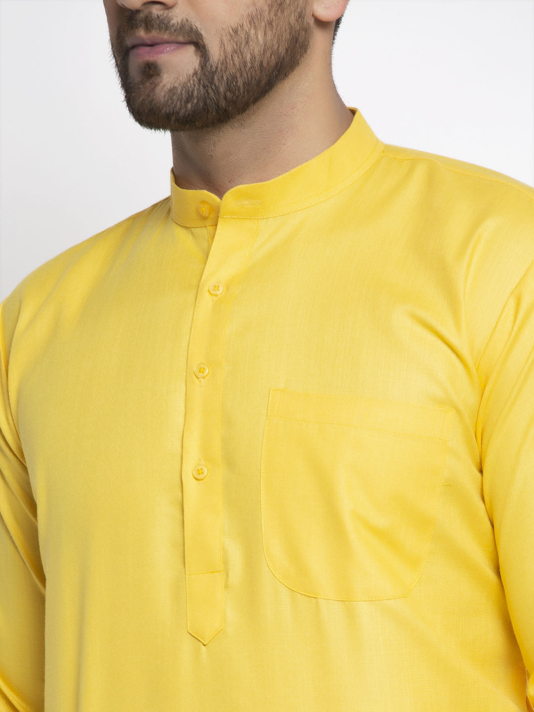 Jompers Men's Lemon Cotton Solid Kurta Only ( KO 611Lemon )