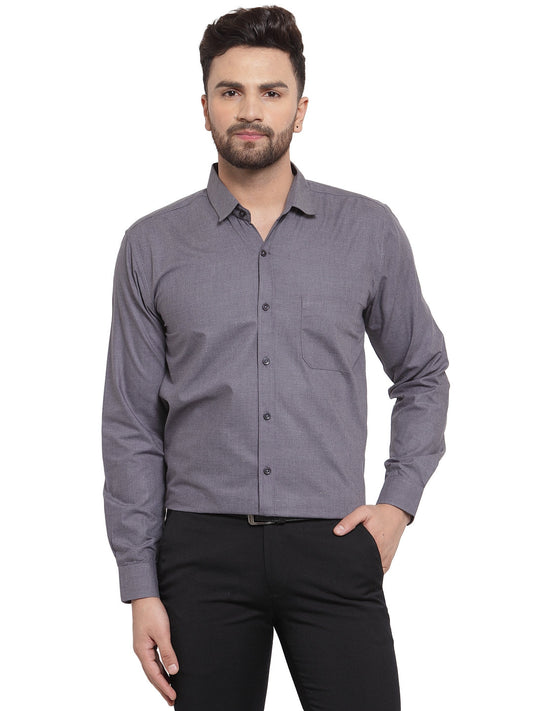 Indian Needle Men's Cotton Solid Charcoal Grey Formal Shirt's ( SF 361Charcoal )