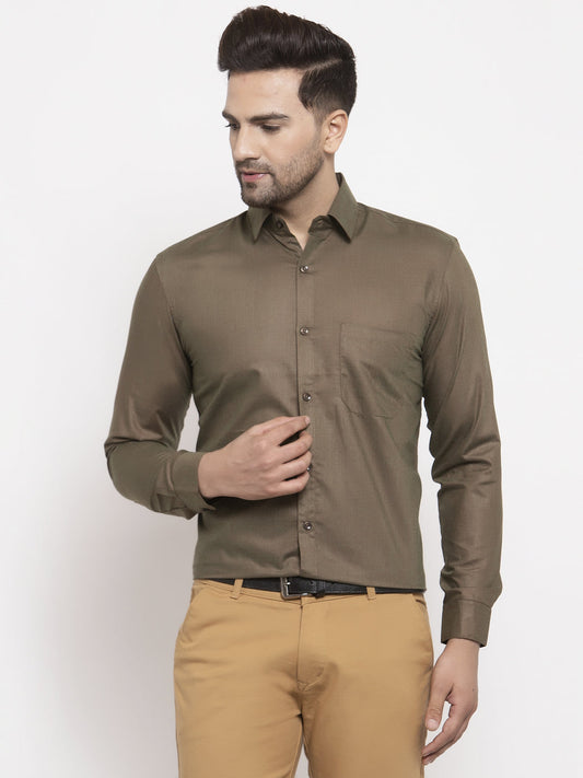Indian Needle Men's Cotton Solid Dark Brown Formal Shirt's ( SF 361Dark-Brown )