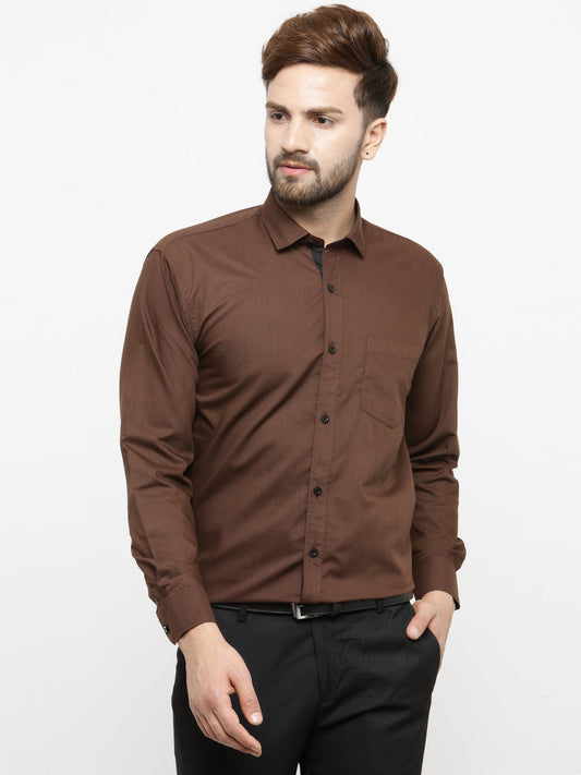 Indian Needle Coffee Formal Shirt with black detailing ( SF 411Coffee )