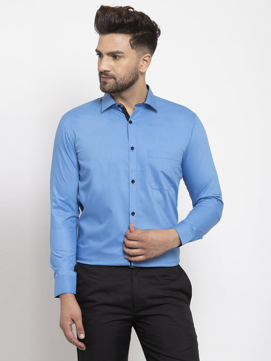 Indian Needle Light Blue Formal Shirt with black detailing ( SF 411Light-Blue )