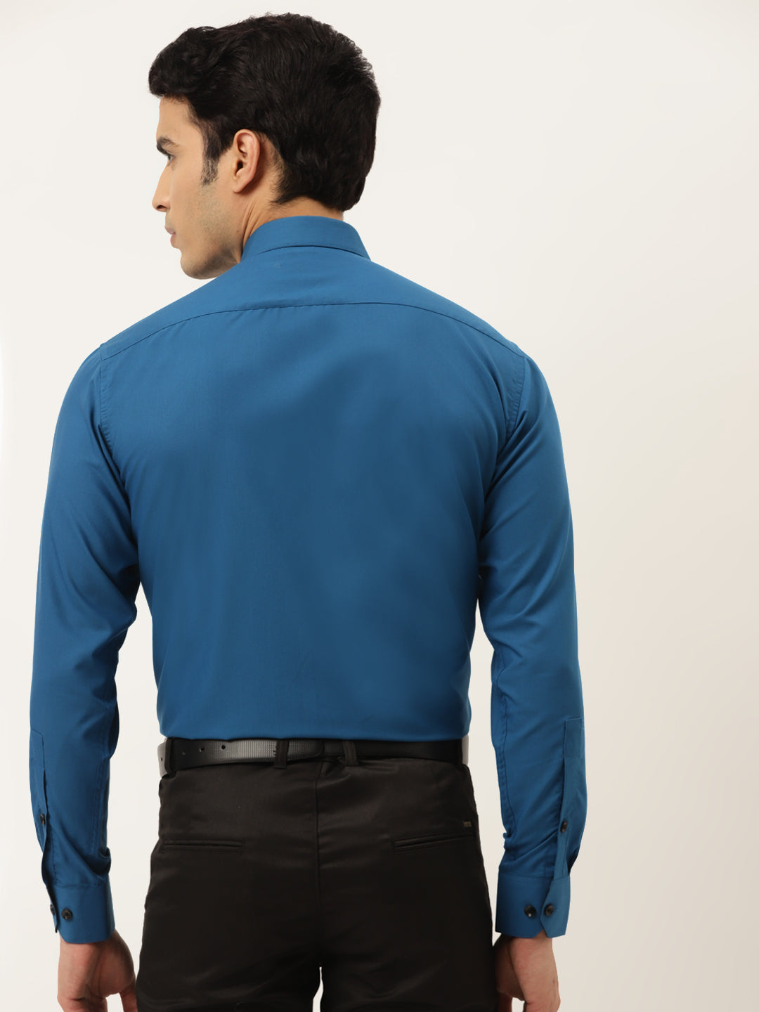 Indian Needle Pecock Green Formal Shirt with black detailing ( SF 411Peacock )