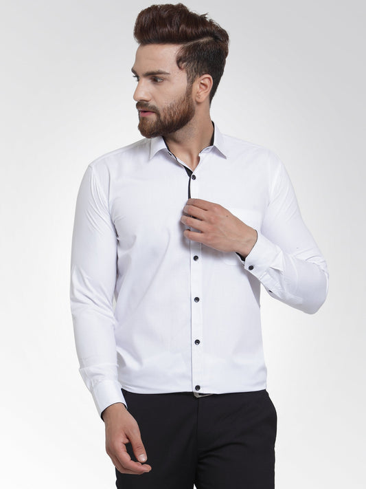 Indian Needle White Formal Shirt with black detailing ( SF 411White )
