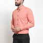 Indian Needle Peach Men's Cotton Solid Button Down Formal Shirts ( SF 734Peach )