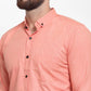Indian Needle Peach Men's Cotton Solid Button Down Formal Shirts ( SF 734Peach )