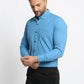 Indian Needle Blue Men's Cotton Solid Button Down Formal Shirts ( SF 734Sky )