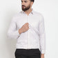 Indian Needle White Men's Cotton Stiped Formal Shirts ( SF 737White )
