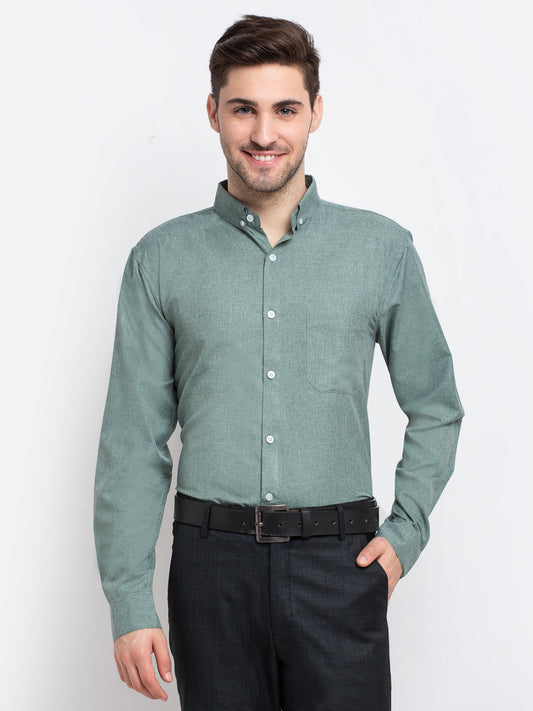 Indian Needle Green Men's Button Down Collar Cotton Formal Shirt ( SF 785Green )